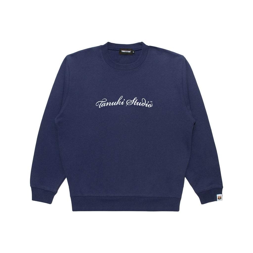 Arch Embroidery Logo Light Weight Sweat Crew Neck - D.Navy