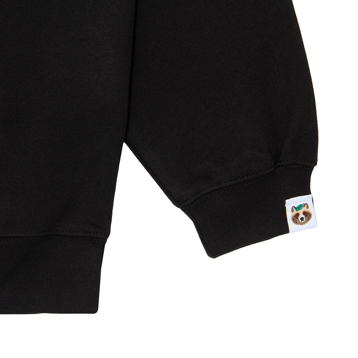 Leaf Logo Light Weight Sweat Crew Neck - Black