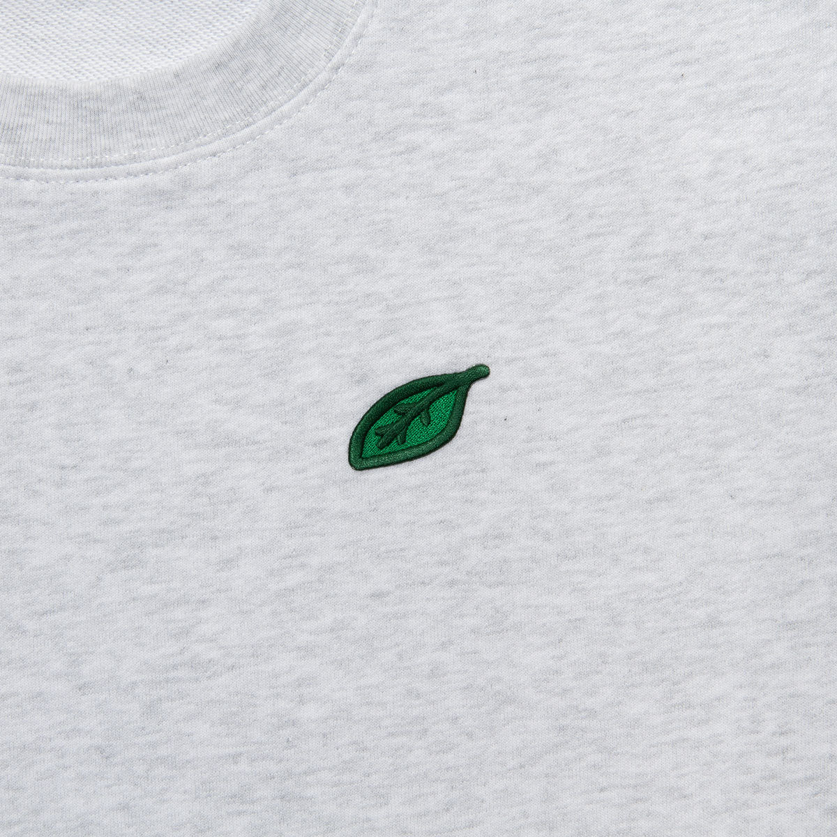 Leaf Logo Light Weight Sweat Crew Neck - Light Grey