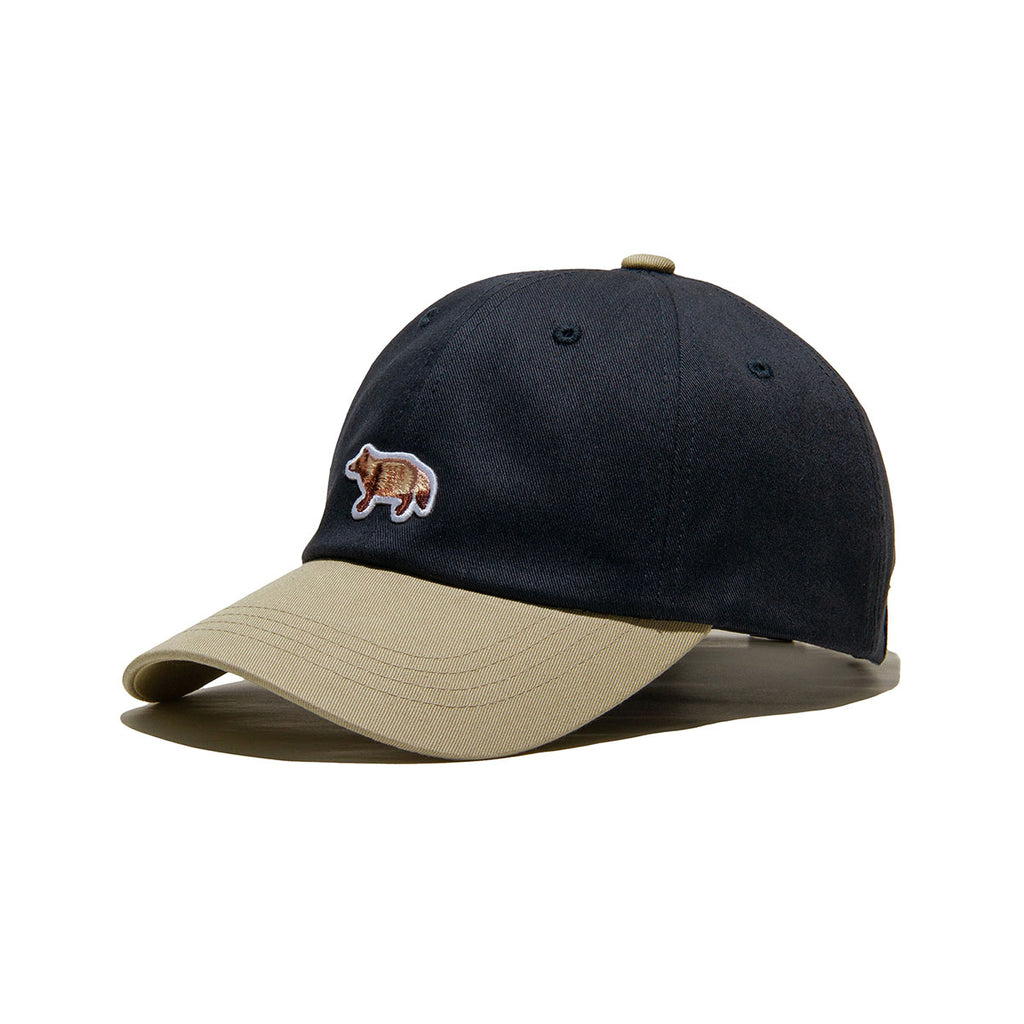 2Tone - Sideways TANUKI Wappen 6 Panel Cap - Navy × Beige – TANUKI