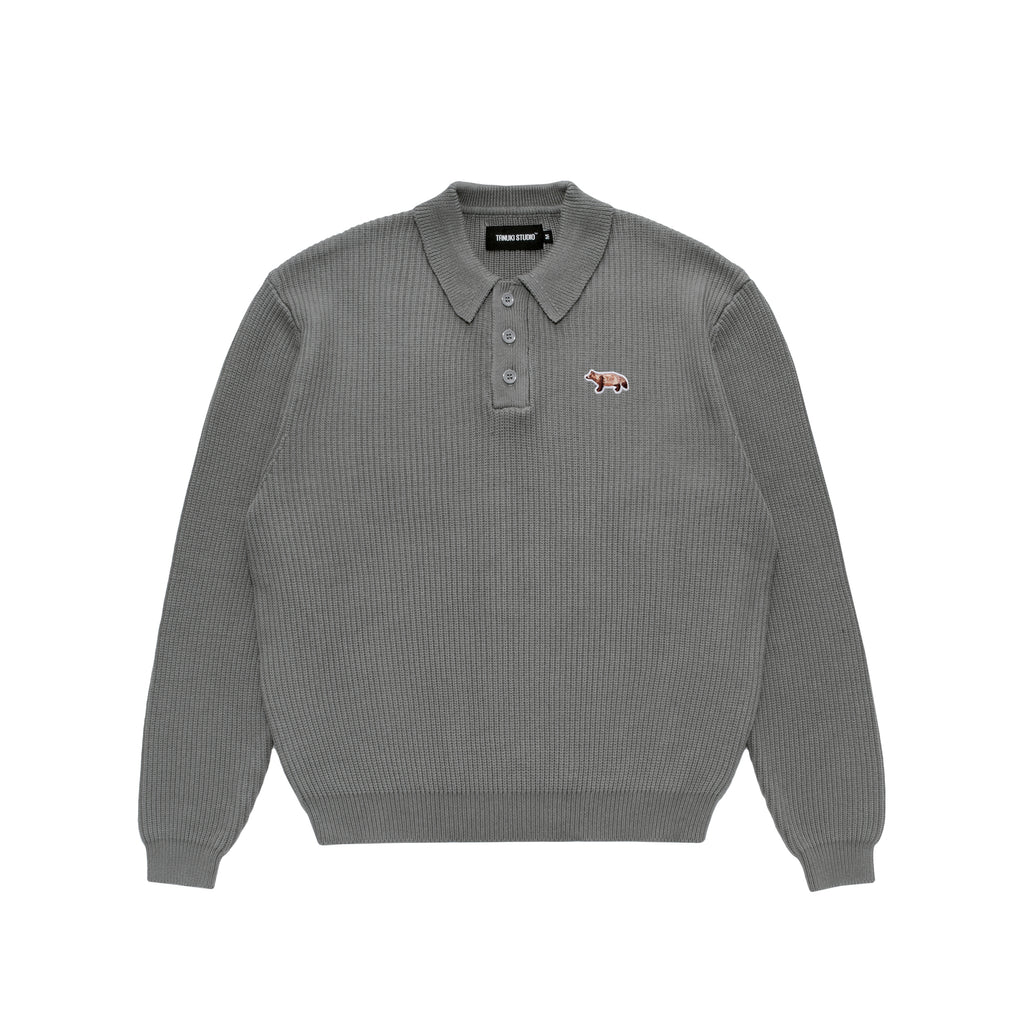 Sideways - Knit Polo - Light Grey – TANUKI STUDIO