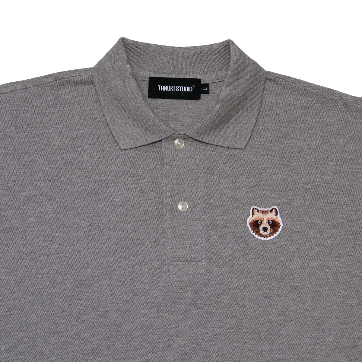 TANUKI Wappen Polo Shirt - Cotton Grey – TANUKI STUDIO